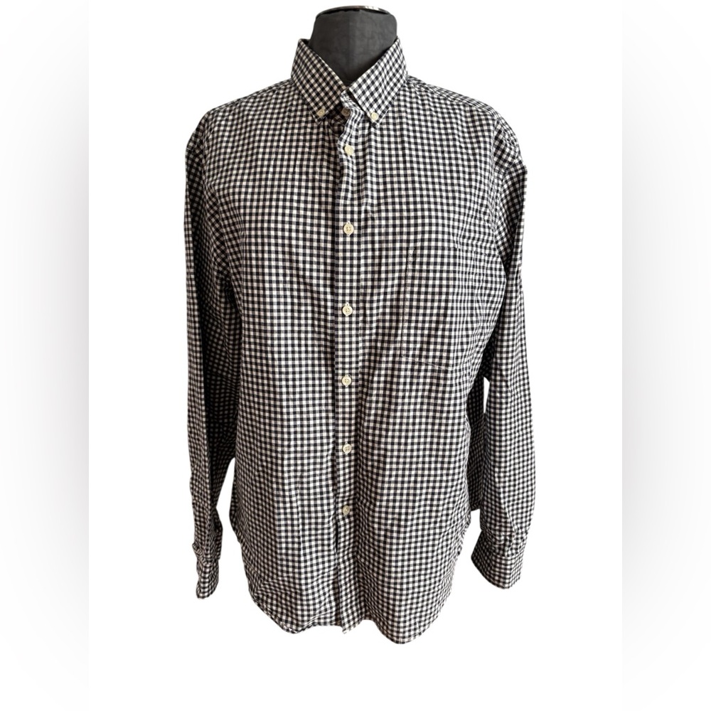 Goodfellow & Co Black and White Gingham Men's Northrop Shirt, XL